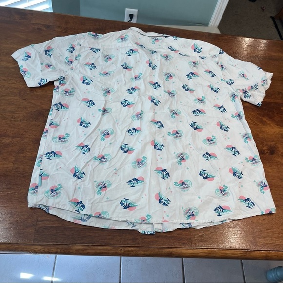 Tipsy Elves white blue pink island palm tree monkey button up size 3XL - Picture 7 of 7